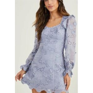 Altar'd State Dusty Blue Lace Dress